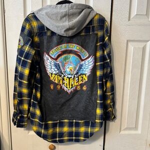 Van Halen 1984 Back Upcycled Graphic Tee & Hooded Flannel - Size Men's Medium